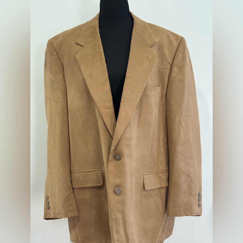 Bret Pulitzer 46 Regular Supra Suede Men's Tan Blazer 853 - Picture 2 of 10